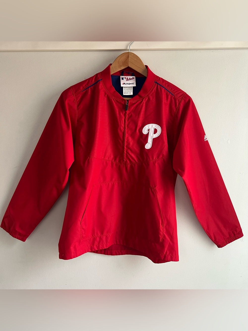 Philadelphia Phillies Majestic Half Zip Pullover Windbreaker Jacket Youth M